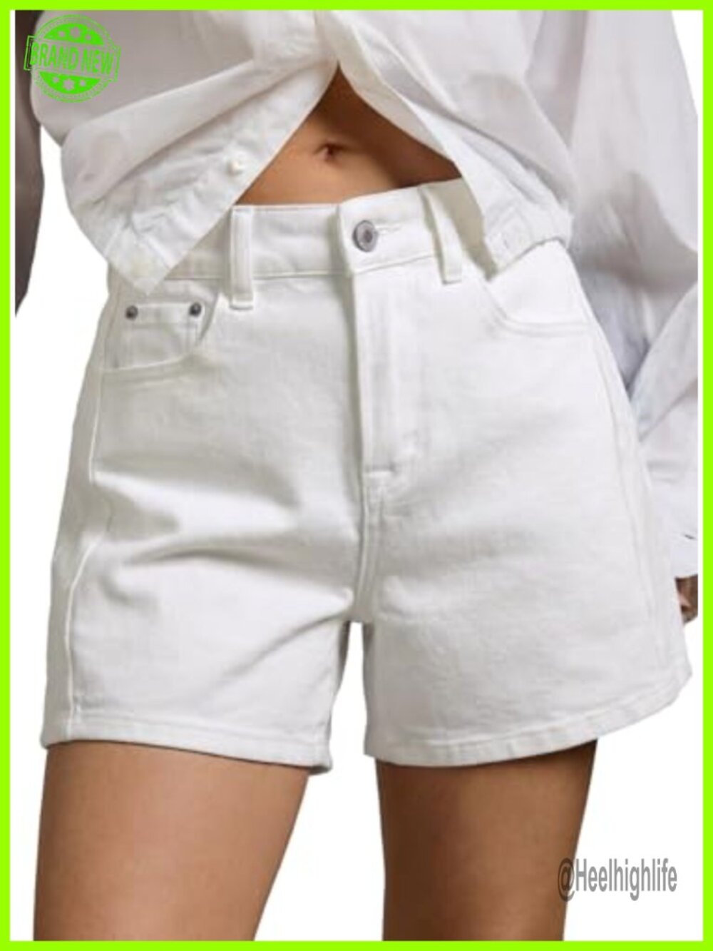 High Waisted Stretchy Denim Shorts with Side Seam - Casual Summer Women's Jean